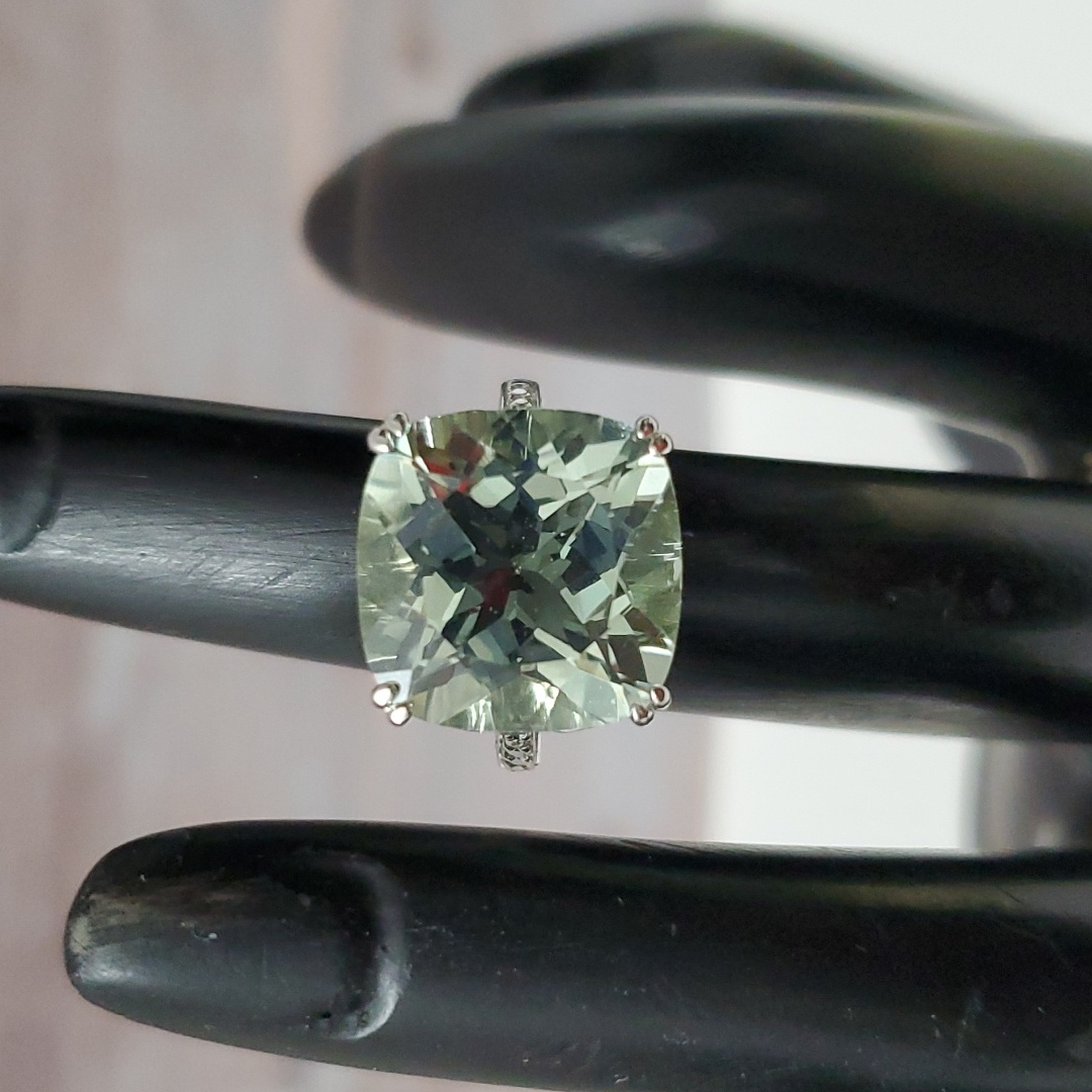 Exquisite Sterling Silver 925 Prasiolite Statement Ring Timeless Beauty